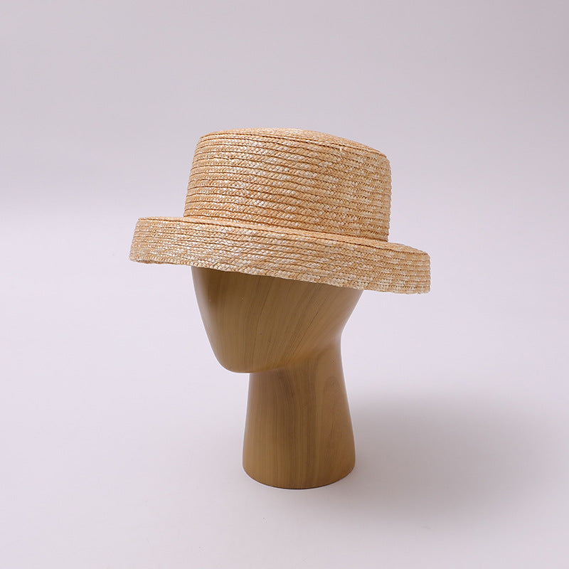 Natural Straw Boater Hat with Flat Top