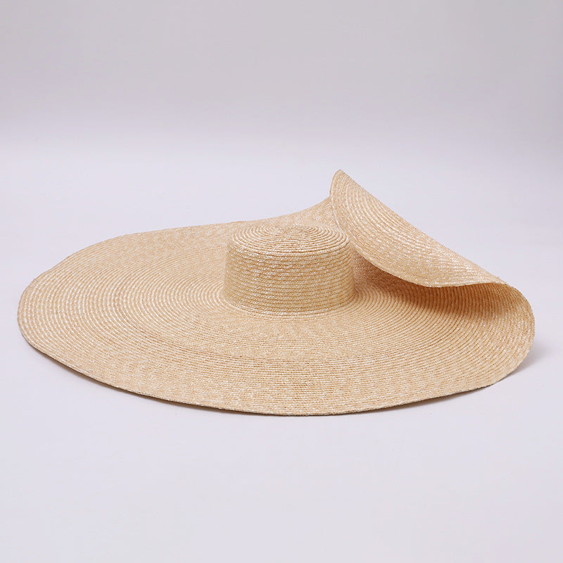 French Vintage Extra-Wide-Brim Raffia Hat