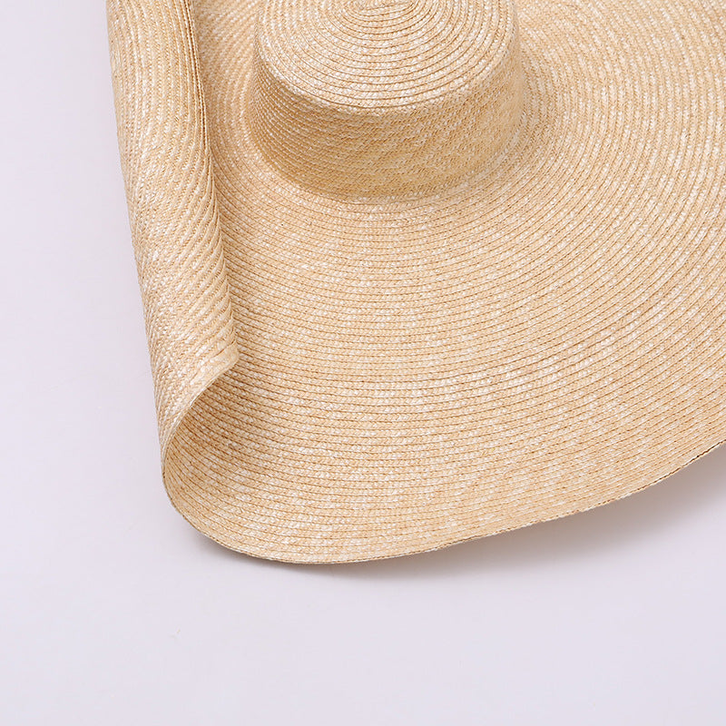 French Vintage Extra-Wide-Brim Raffia Hat
