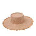Frayed-Edge Raffia Wide-Brim Beach Hat