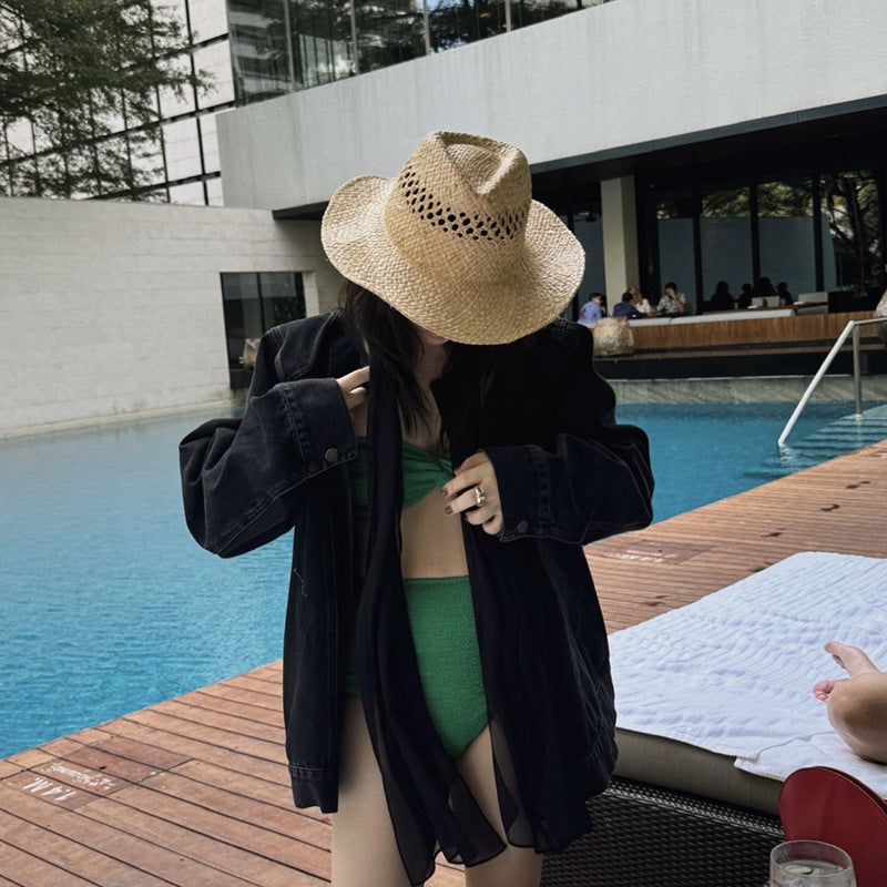 Cut-Out Woven Western Cowboy Straw Hat
