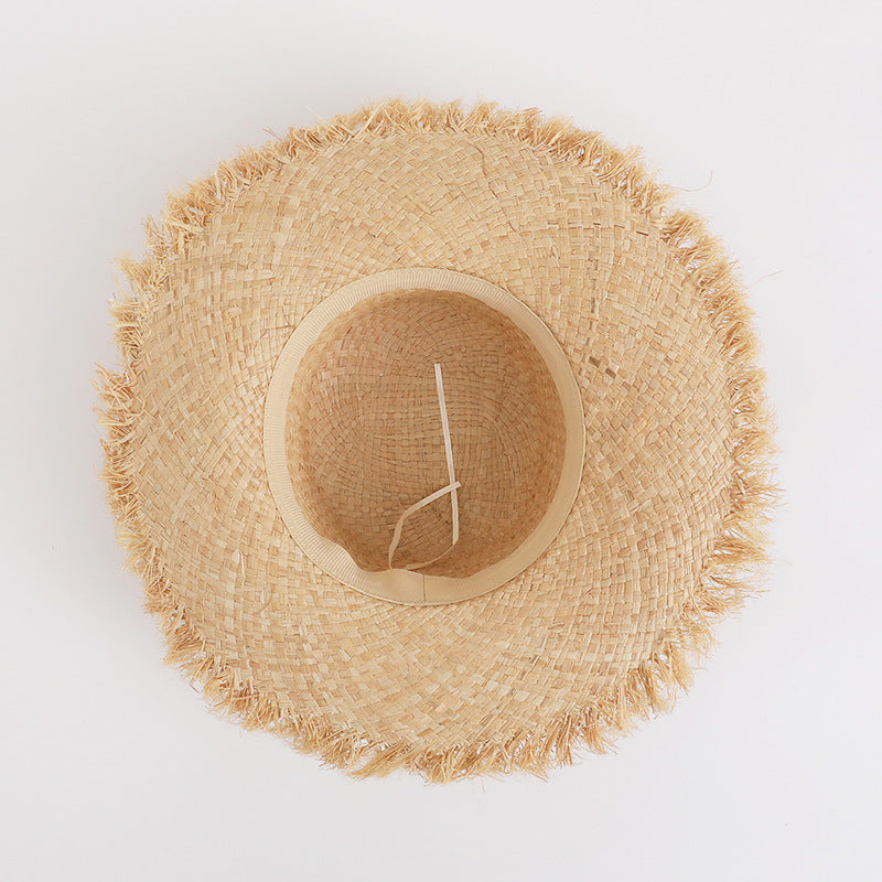 Frayed Wide-Brim Straw Sun Hat