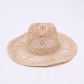 Open-Crochet Wide-Brim Fedora Straw Hat