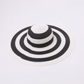 Black & White Striped Wide-Brim Sun Hat
