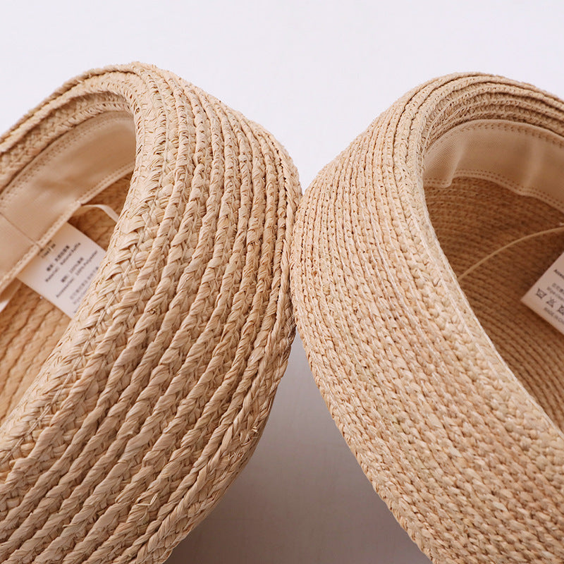 Natural Straw Round-Crown Sailor Hat